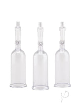 Lux Fetish Nipple Suckers with Clitoral Pump included cylinders for enhanced suction stimulation.