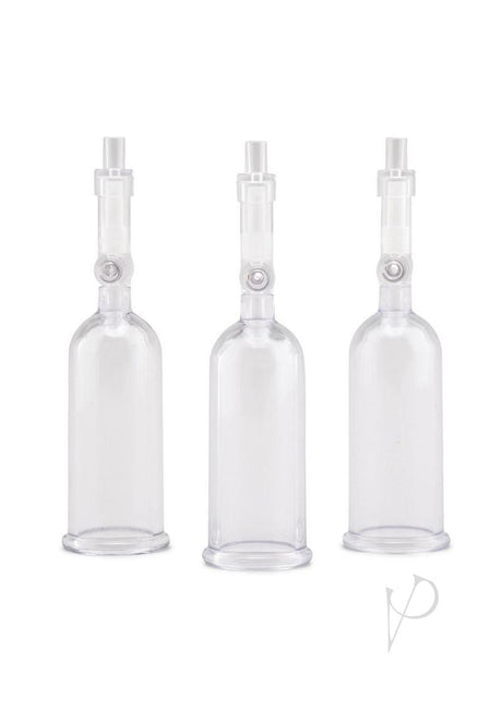 Lux Fetish Nipple Suckers with Clitoral Pump included cylinders for enhanced suction stimulation.