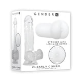 Gender X Clearly Combo 2-Piece 7.25 inches Realistic Dildo and Anal Entry Stroker Set Clear
