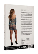 Le Desir Long Sleeved Net Mini Dress One Size Blue showcasing back view with striking design details.