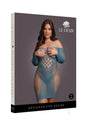 Le Desir Long Sleeved Net Mini Dress Queen Blue displayed on a model, showcasing its bold, body-flattering design.