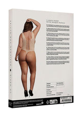 Le Desir V-Neck Teddy with Opaque Panels Queen Beige product packaging showcasing the teddy's design and details.