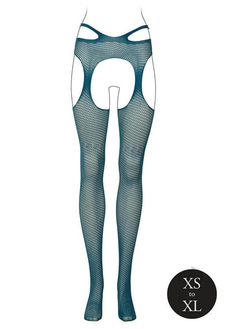 Le Desir Suspender Pantyhose with Strappy Waist OS Blue, featuring bold suspender-style design and strappy waist.