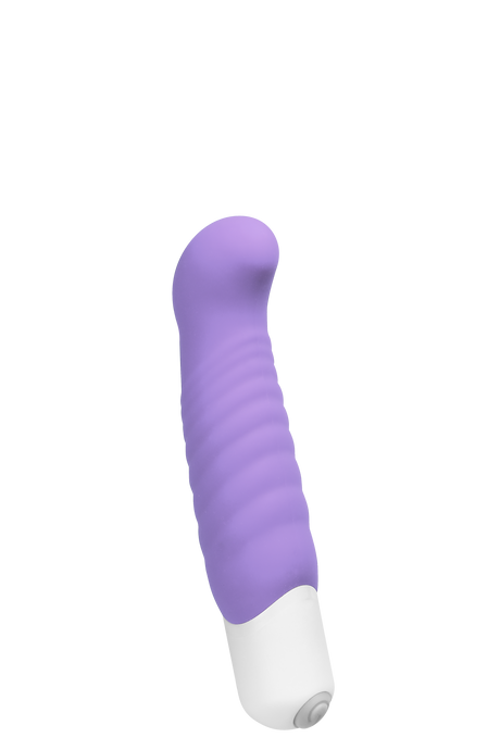 Vedo Inu Mini G-Spot Vibrator Orgasmic Orchid in purple silicone with curved design for targeted stimulation.