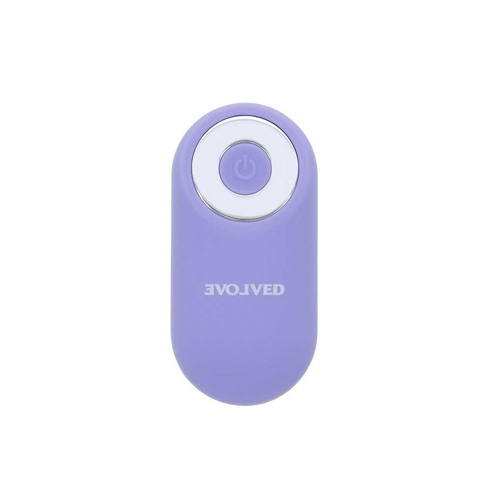 Every Way Play Wearable Vibrator with Remote Lilac remote control in lilac color, designed for easy access and pleasure.
