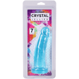 Crystal Jellies Realistic Cock 7 Inches Teal in packaging, showcasing texture and color for stimulation and play.