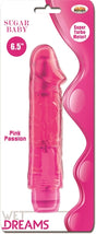 Wet Dreams Sugar Baby Pink Passion Realistic Vibrator in packaging, showcasing its lifelike design and vibrant pink color.