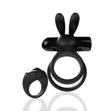 Screaming O Remote Controlled Ohare XL Vibrating Ring Black with rabbit ears for targeted vibration.