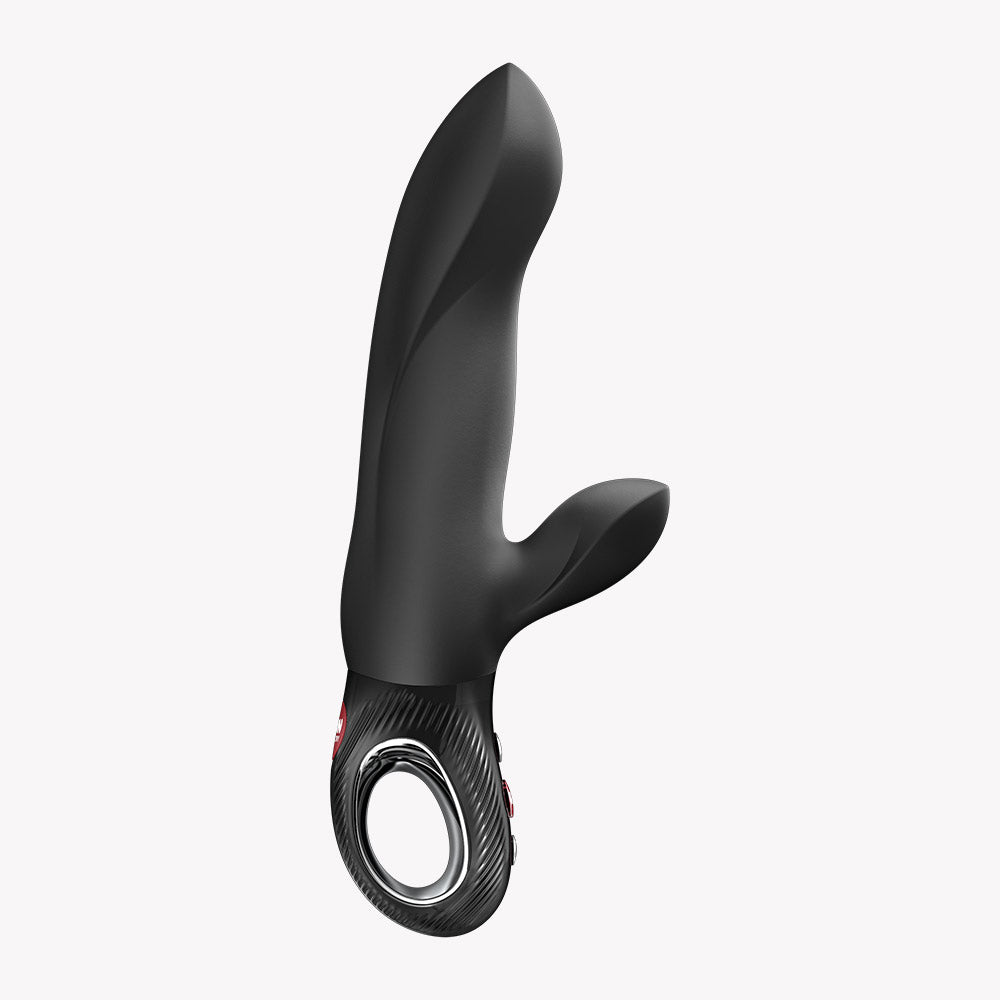 Fun Factory Bi Stronic Arc Vibrator Black side view displaying dual stimulation design and ergonomic shape.
