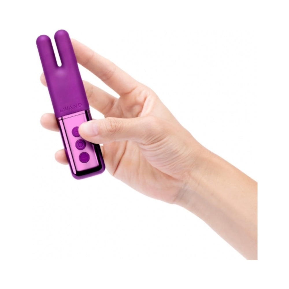 Le Wand Chrome Deux Rechargeable Silicone Mini Vibrator Dark Cherry