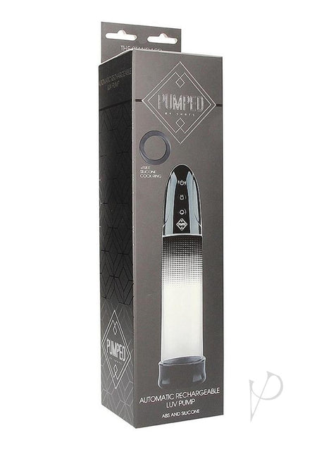 Pumped Automatic Rechargeable Luv Pump Black packaging image for easy use and comfort.