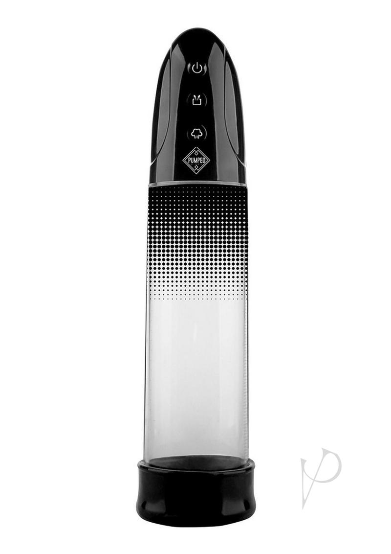 Pumped Automatic Rechargeable Luv Pump Black - vacuum pump with buttons and clear cylinder design.