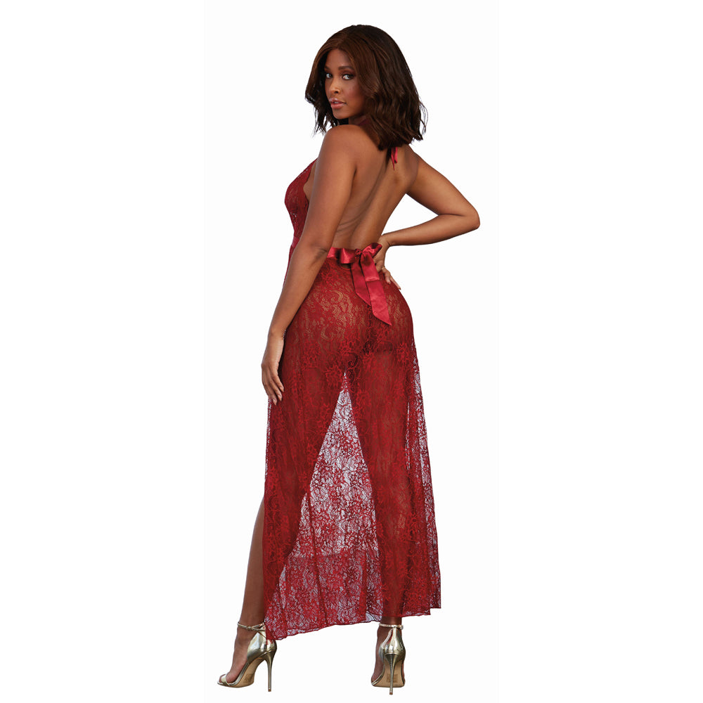 Dreamgirl Lace Gown & G-String Garnet Medium