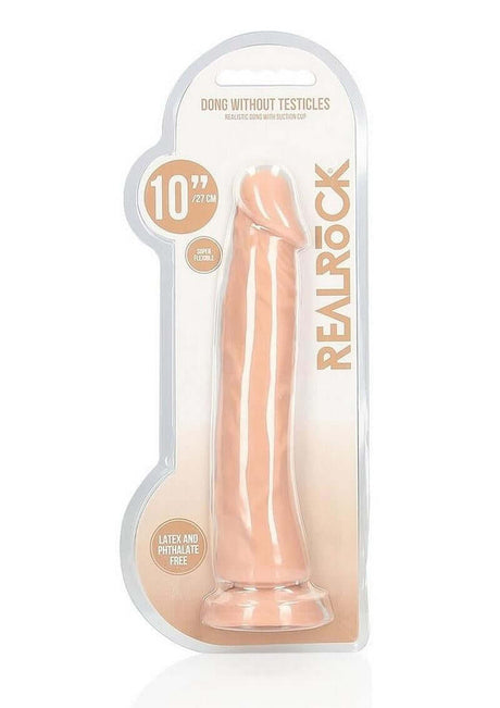 RealRock Skin Realistic Dildo 10 inch Vanilla in packaging, showcasing its lifelike design and features.