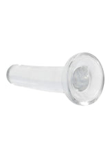 RealRock Crystal Clear Non Realistic Dildo with Suction Cup 5.3 inch showcasing its clear design and suction base.