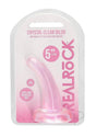 RealRock Crystal Clear 4.7 Inch Suction Cup Dildo Pink in packaging for solo or partnered play.