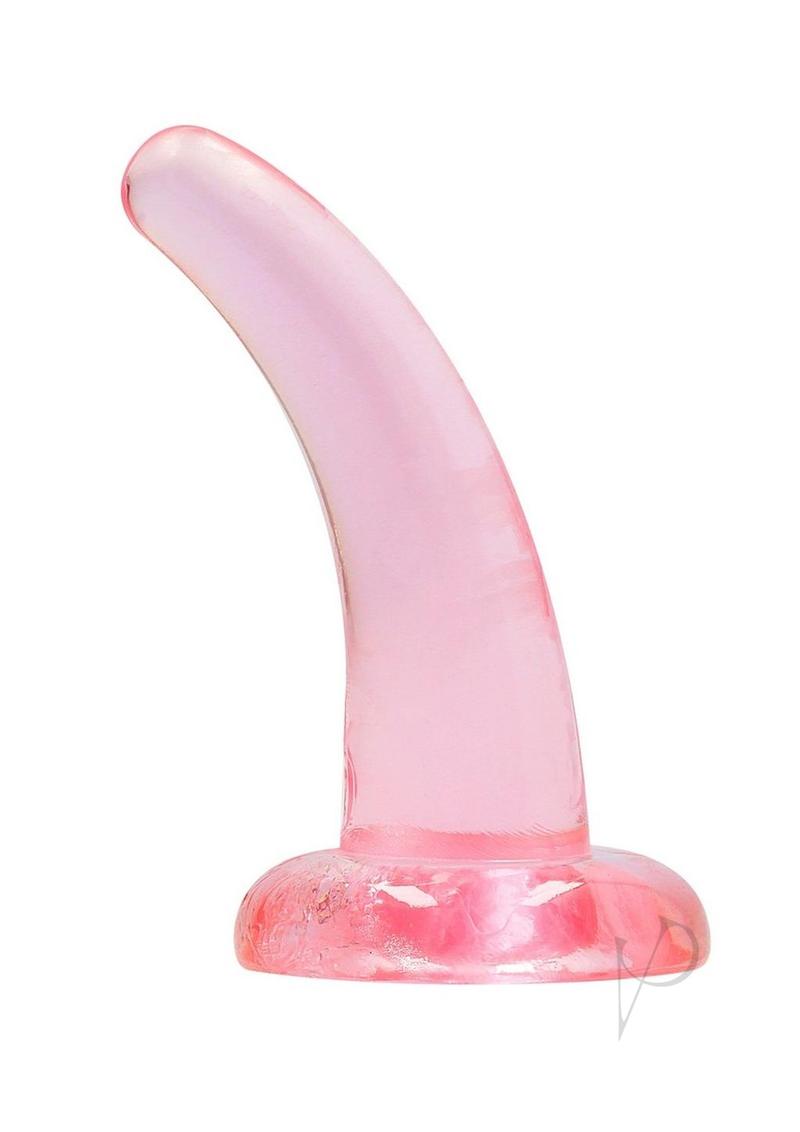 RealRock Crystal Clear 4.7 Inch Suction Cup Dildo Pink, translucent pleasure toy for versatile use.