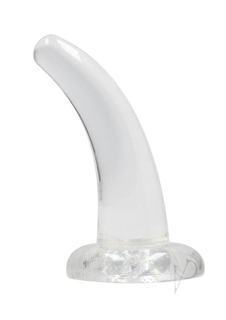 RealRock Crystal Clear 4.7 inch Suction Cup Dildo Clear featuring a smooth, transparent design for versatile pleasure.