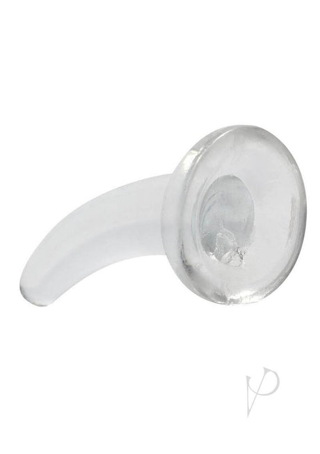 RealRock Crystal Clear 4.7 inch Suction Cup Dildo Clear showcasing its sleek transparent design and smooth surface.