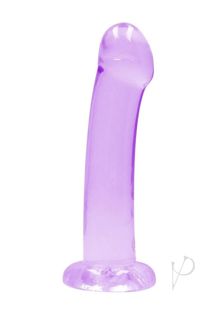RealRock Crystal Clear 6.7 inch Suction Cup Dildo Purple on a white background.