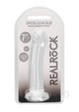 RealRock Crystal Clear Dildo Suction Cup 6.7 Inch Clear in packaging with transparent design