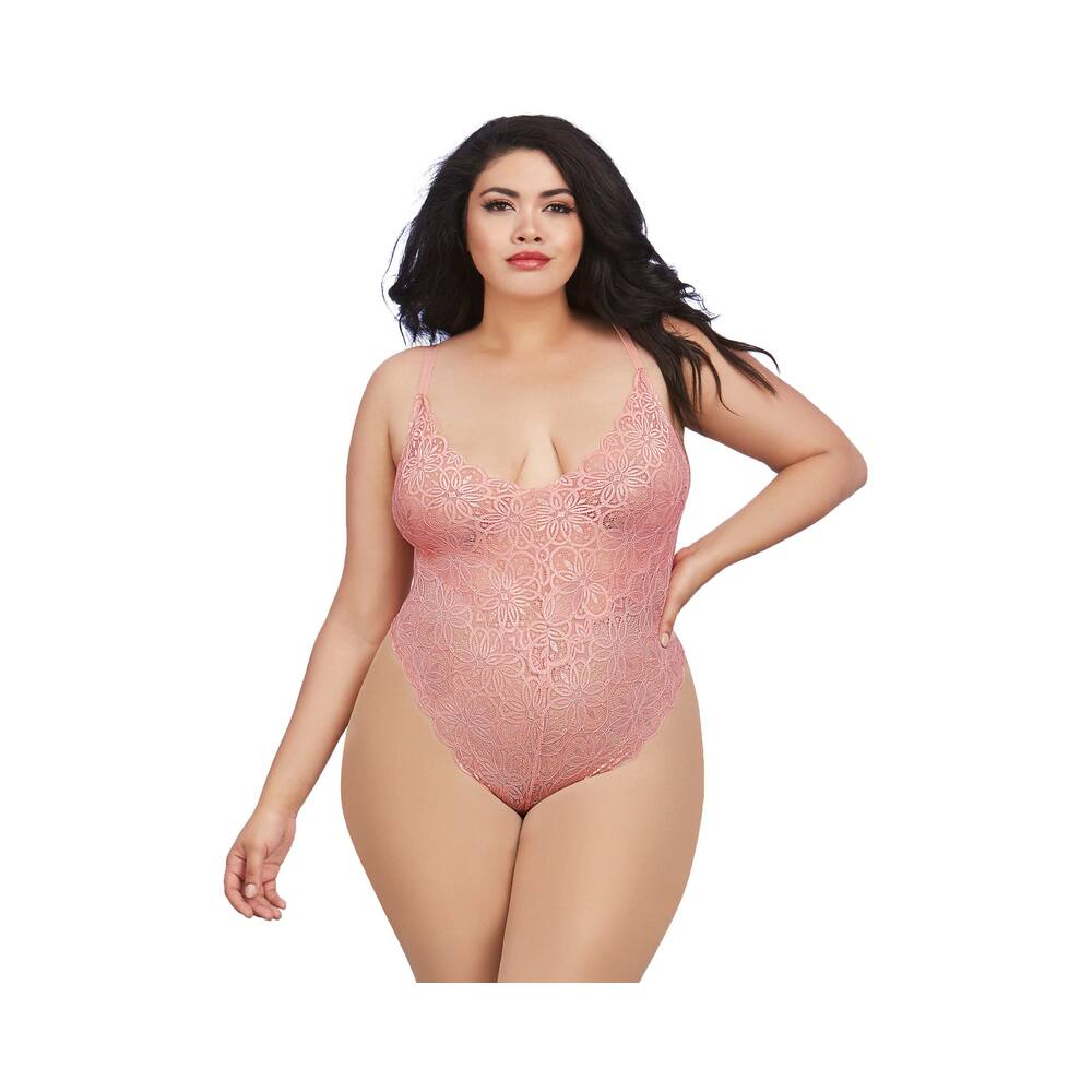 Dreamgirl Teddy & Sheer Mesh Maxi Skirt With G-String Rose Queen 2X