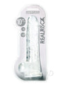 RealRock Crystal Clear Realistic Dildo with Balls 10 inch in packaging showcasing its lifelike design and sturdy suction cup base.