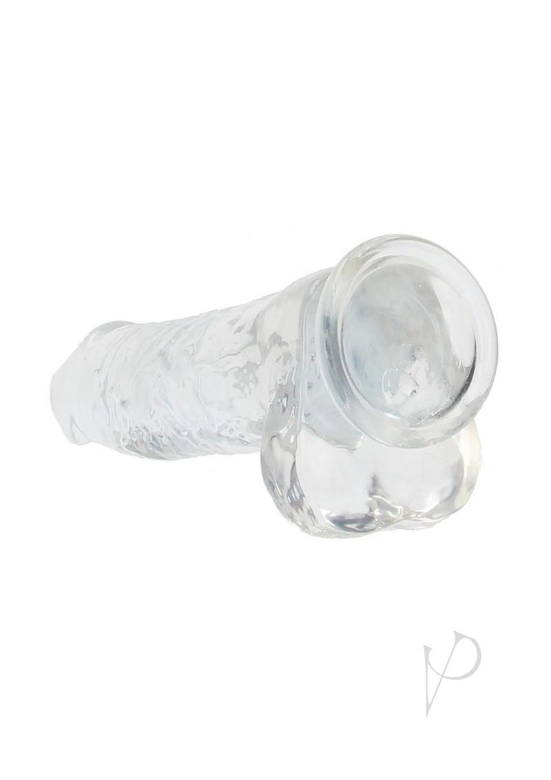 RealRock Crystal Clear Realistic Dildo with Balls 10 inch, featuring a lifelike design and suction cup base.