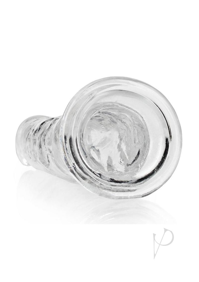 RealRock Crystal Clear Straight No Balls Dildo 9 Inch Clear showing its sleek, transparent design and smooth surface.