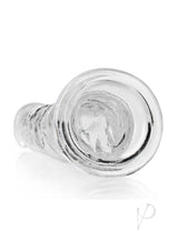 RealRock Crystal Clear Straight No Balls Dildo 9 Inch Clear showing its sleek, transparent design and smooth surface.