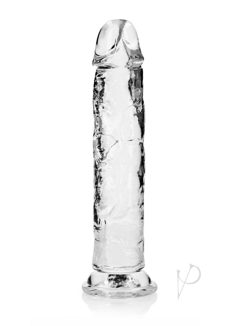 RealRock Crystal Clear Straight No Balls Dildo 10 Inch Clear, transparent design with smooth shaft for enhanced pleasure.
