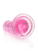 RealRock Crystal Clear Straight No Balls Dildo 11 inch Pink showcasing its smooth translucent design and suction-cup base.