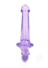 RealRock Crystal Clear Strapless Strap On 6 inch Purple, a see-through double dildo designed for shared pleasure.