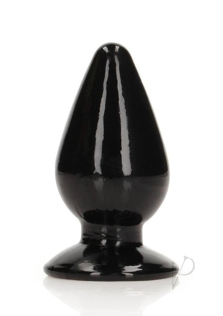RealRock Crystal Clear 3.5 Inch Anal Plug Black - transparent black anal plug with tapered design for comfortable exploration.