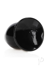 RealRock Crystal Clear 4.5 Inch Anal Plug Black displayed from the side, showcasing its smooth, glossy surface.