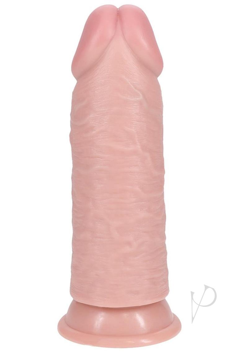 RealRock Ultra Realistic Extra Thick Dildo 8 inch Vanilla showcasing a lifelike design with a firm core and soft texture.