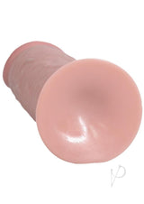 RealRock Ultra Realistic Extra Thick Dildo 8 inch Vanilla viewed from the end, showcasing its smooth surface and thick design.