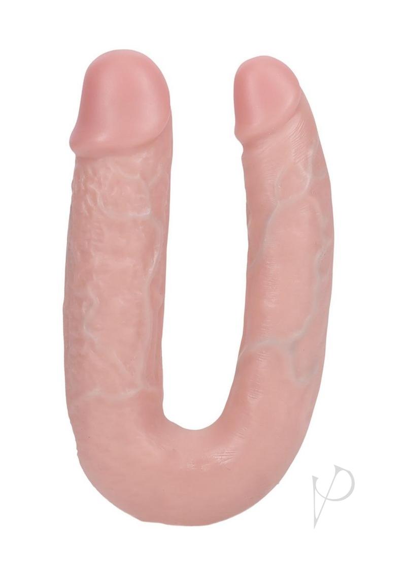 RealRock U Shaped Dual Penetration 5 Inch Dildo Vanilla in realistic design for intimate pleasure and dual use.