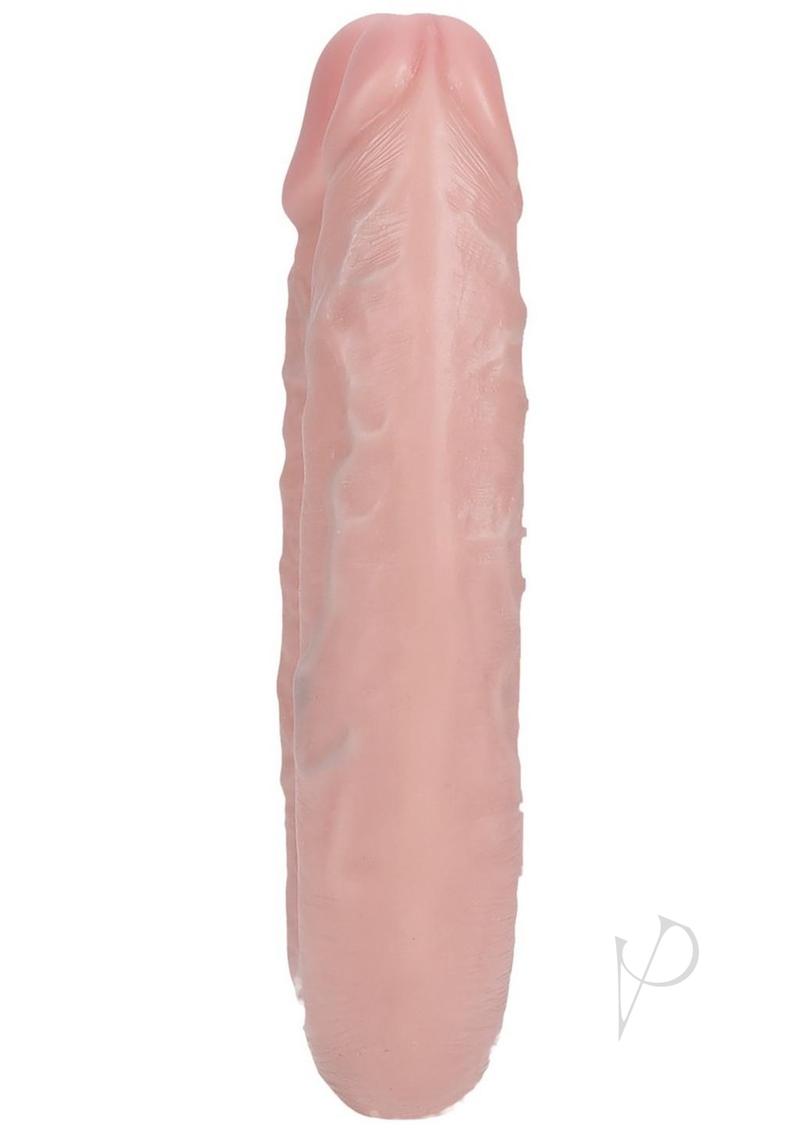 RealRock U Shaped Dual Penetration 5 Inch Dildo Vanilla displayed for intimate pleasure.
