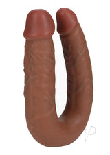RealRock U Shaped Dual Penetration Dildo 7 Inch Caramel in realistic design for double stimulation.