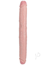 RealRock Realistic Thick Double Ended Dong 14 Inch Vanilla showcasing a dual-ended design with a lifelike appearance.