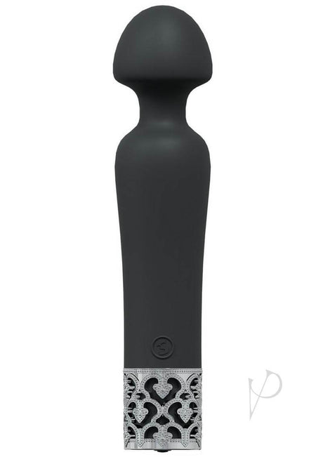 Royal Gems Scepter Silicone Rechargeable Wand Black with elegant design and smooth silicone finish.