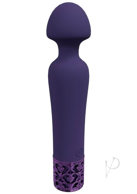 Royal Gems Scepter Silicone Rechargeable Wand Purple featuring silky-smooth silicone and elegant design.