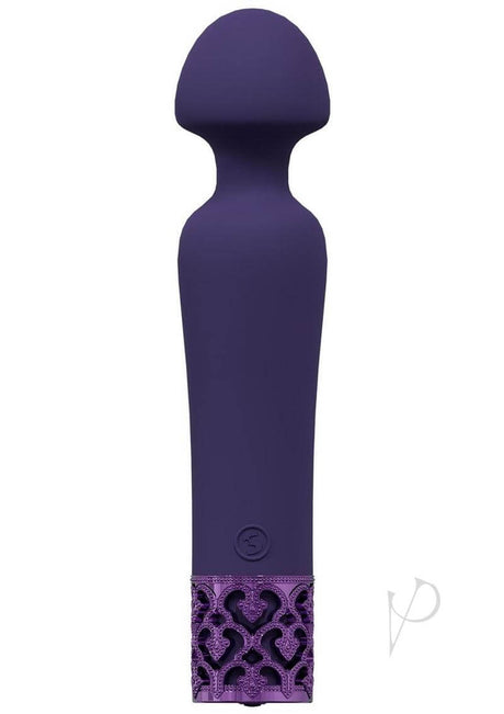 Royal Gems Scepter Silicone Rechargeable Wand Purple in luxurious purple silicone, designed for indulgent external stimulation.