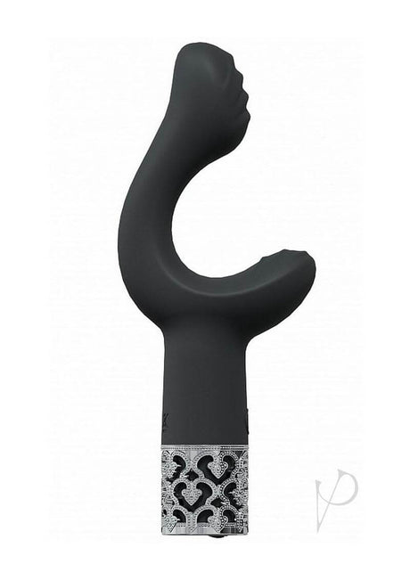 Royal Gems Majestic Rechargeable Silicone Vibrator Black for luxurious intimate pleasure.