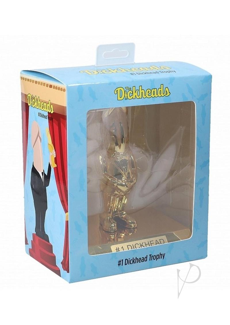 S-Line The Dickheads Trophy Gold in packaging, ideal for humorous awards at adult parties.
