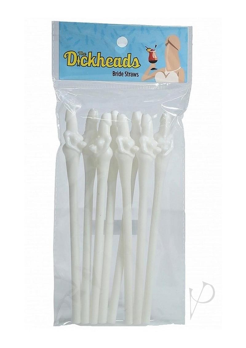 S-Line The Dickheads Bride Straws White pack of novelty straws for bachelorette parties and bridal celebrations.
