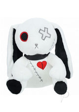 S-Line Rabbit Cross Eye Small White plush toy with stitched heart and cross eye, perfect for gag gifts and parties.