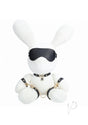 S-Line Rabbit Bondage Velvet Large White plush bunny with black restraint accessories.