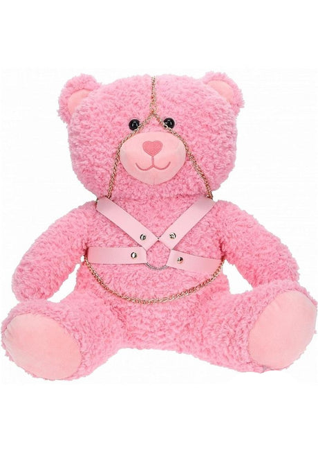 S-Line Bear Bondage Fuzzy Large Pink, a playful pink bear with bondage accessories, perfect for cheeky gifts.